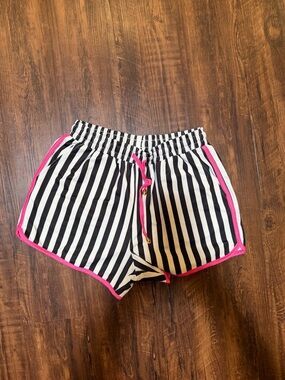 Jess Lea Women’s Black & White Stripe Shorts with Pink Trim